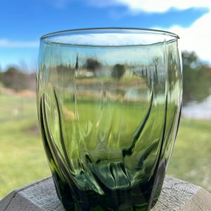 Vintage Anchor Hocking, Double Old Fashioned Central Park Ivy Green. SET OF 4 -Holiday table, boho wedding, vintage drink ware