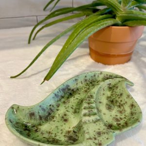 Vintage Ashtray, mid-century, green with brown, retro