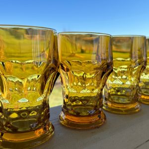 SET of 6- Vintage amber, 10 oz, Tumbler glasses, Anchor Hocking, Honey Comb, boho wedding glasses, holiday drink ware, eclectic table