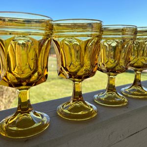 Vintage amber, 8 oz, SET of 4, On the Rocks, Fairfield Amber by Anchor Hocking, boho wedding glasses, holiday drink ware