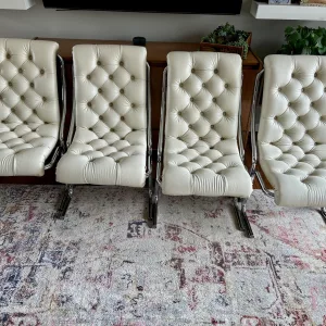 Daystrom Scoop Chairs, Vintage Original Chrome with Vinyl Mid Century Vibe - Gorgeous Retro Seating, Set of 4